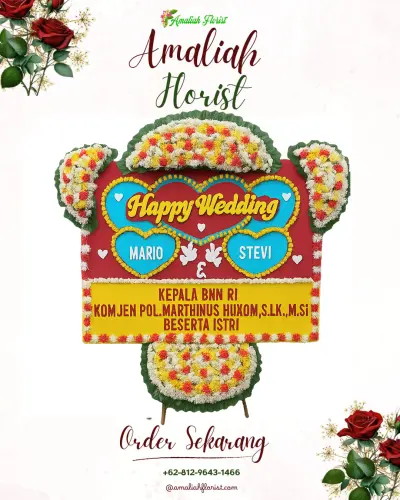 Karangan Papan Bunga Pernikahan di Pangongangan